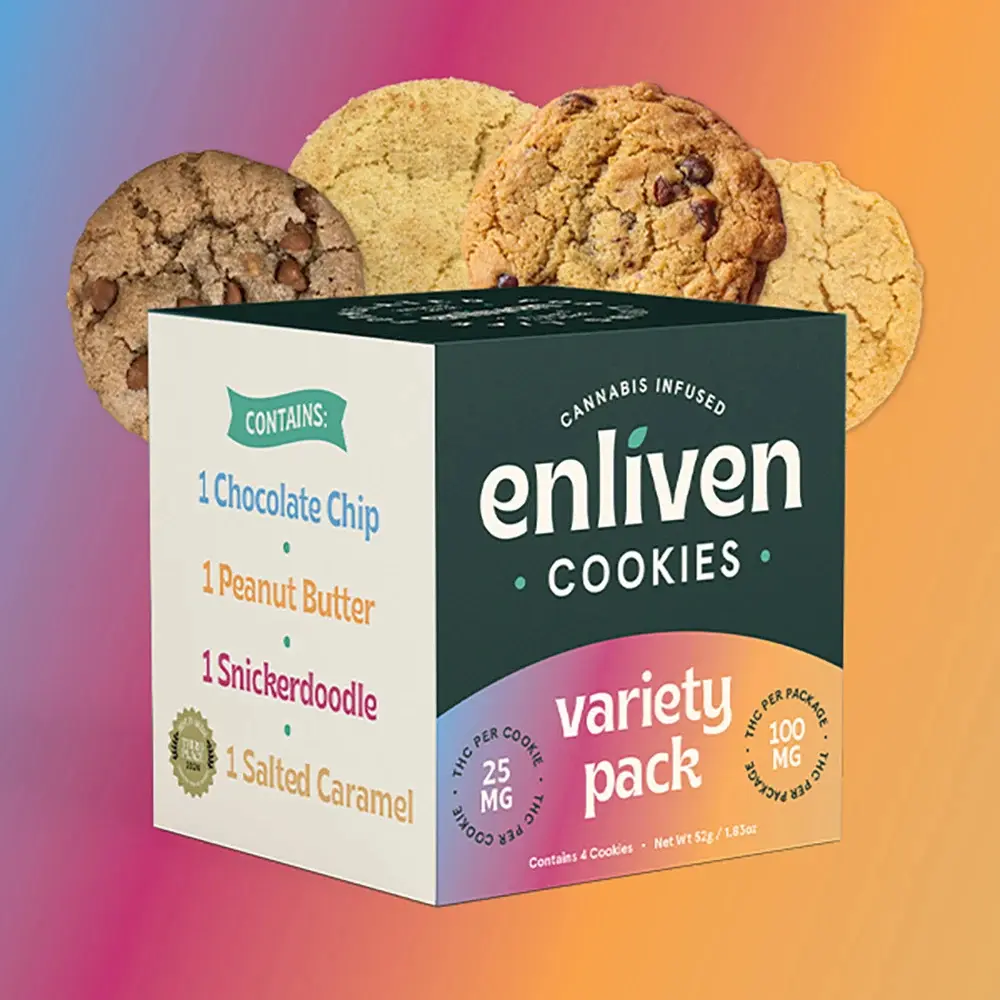 Enliven Cannabis Infused Dessert Edibles Variety Pack - 100mg (4 Cookies)