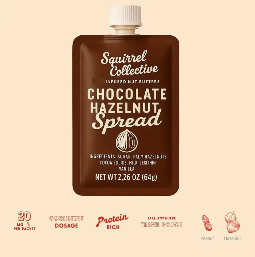 SQUIRREL COLLECTIVE HAZELNUT SPREAD 2.26OZ 20MG (CONTAINS TREENUTS) - 20 mg
