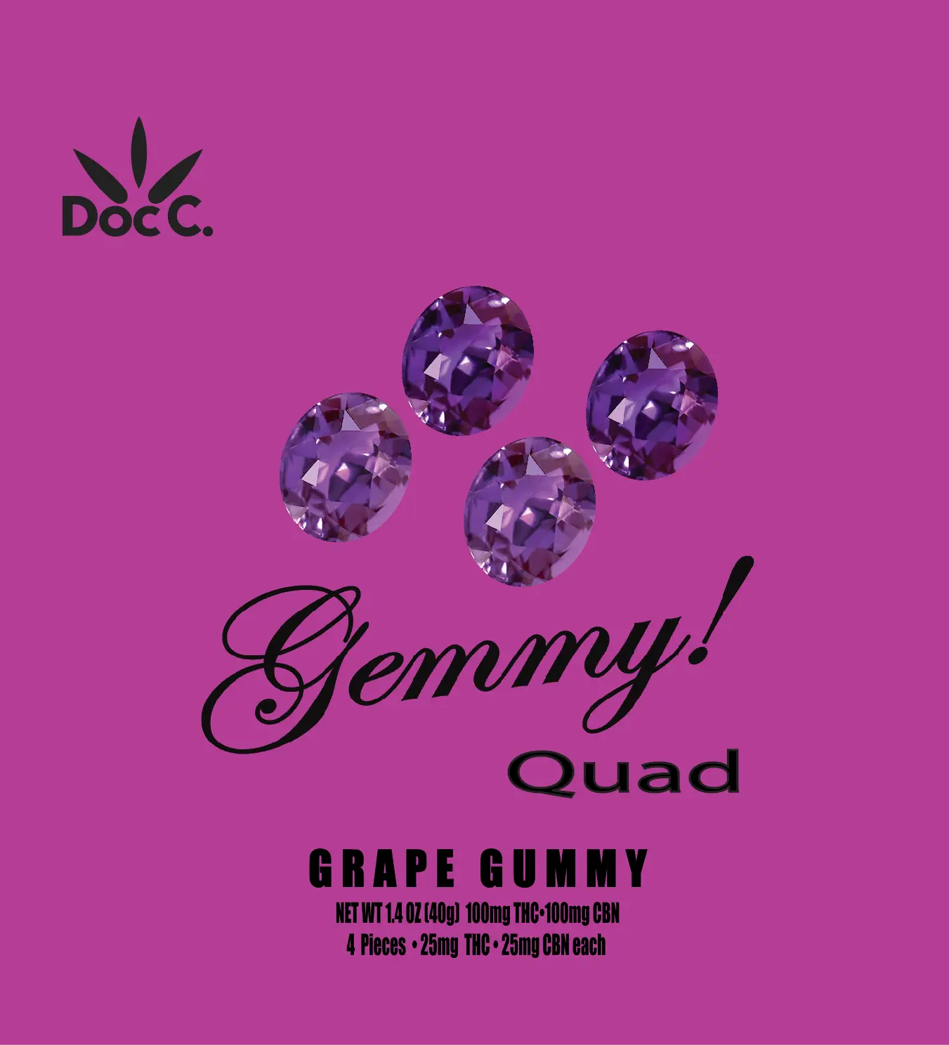 DOC C GRAPE GEMMY 100MG THC:100MG CBN 4PK 100mg - 100 mg - 4 Pack