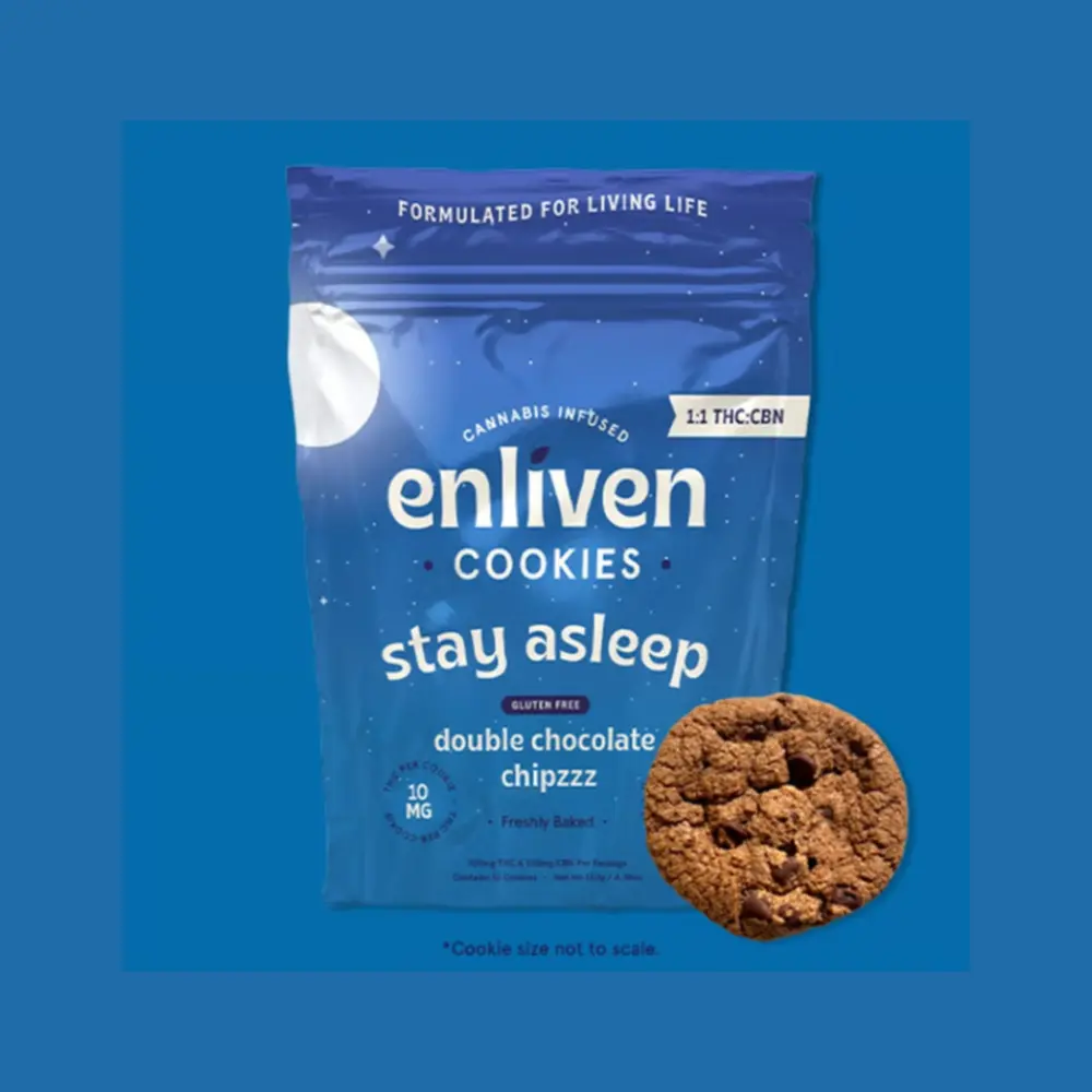 Enliven Double Chocolate Chipzzz 1:1 THC:CBN Cookies 10 Pack (100mg/100mg)
