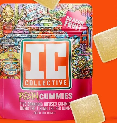 IC COLLECTIVE CITRUS BLACK GRAPE LIVE ROSIN GUMMIES 100MG 5PK - 100 mg - 5 Pack